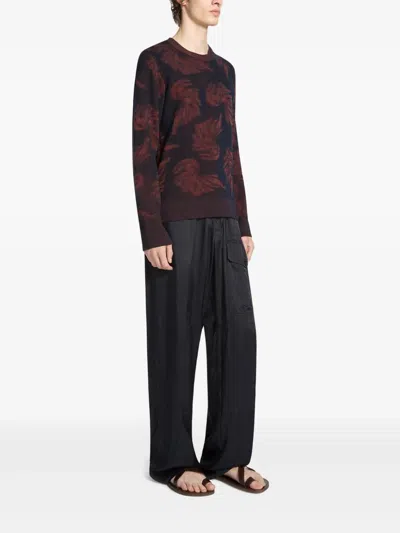 Dries Van Noten Long-sleeved Sweater In Brown
