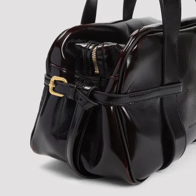 Dries Van Noten Ruby Red Leather Medium Bowling Shoulder Bag