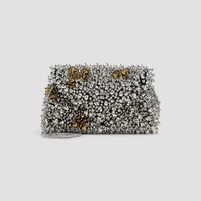 Dries Van Noten Small Embroidered Envelope Clutch Women In Silver