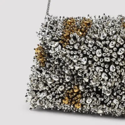 Dries Van Noten Small Embroidered Envelope Clutch Women In Silver