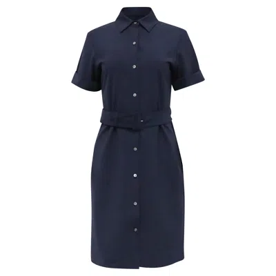 Theory Belted Shirt Dress In Navy Blue Wool In Blue
