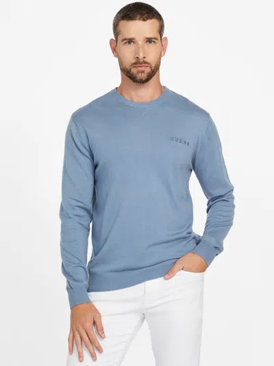 Guess Factory Kalt Woven Crewneck Sweater In Blue