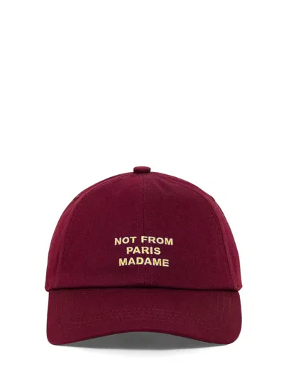 Drôle De Monsieur Cotton Slogan Baseball Cap In Red