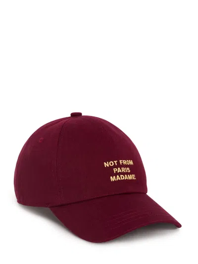Drôle De Monsieur Cotton Slogan Baseball Cap In Red