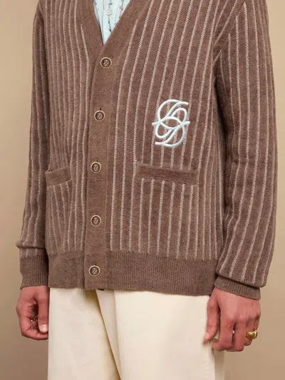 Drôle De Monsieur Le Cardigan Monogramme In Brown