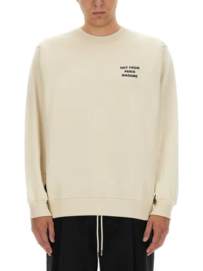 Drôle De Monsieur Statement Slogan Sweatshirt Crafted In White