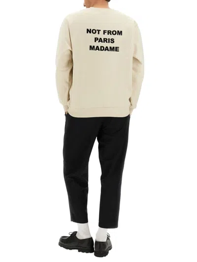 Drôle De Monsieur Statement Slogan Sweatshirt Crafted In White