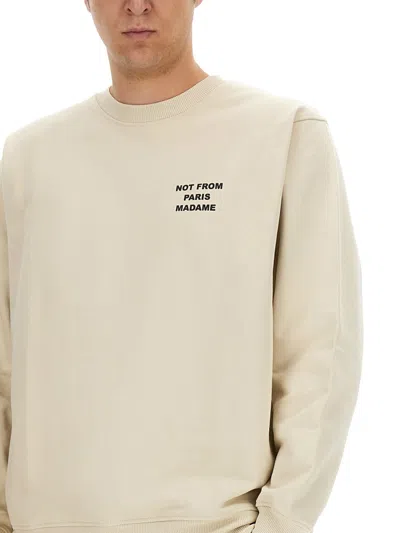 Drôle De Monsieur Statement Slogan Sweatshirt Crafted In White