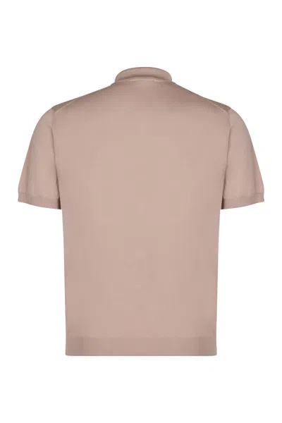 Drumohr Knitted Cotton Polo Shirt In Neutral