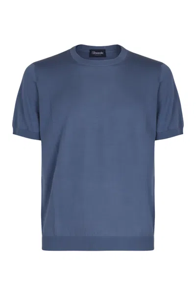 Drumohr Short Sleeve Sweater In Blue