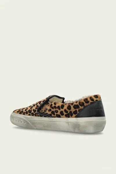Golden Goose Slip-on Sneakers With Distinctive Leopard Print Design In Brown
