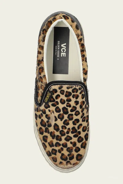 Golden Goose Slip-on Sneakers With Distinctive Leopard Print Design In Brown