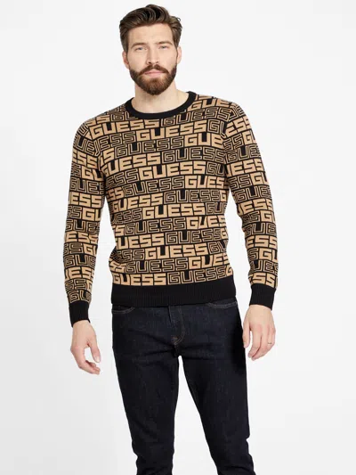 Guess Factory Paco Logo Sweater In Brown