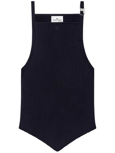 Courrèges Embellished Ribbed-knit Tank In Black