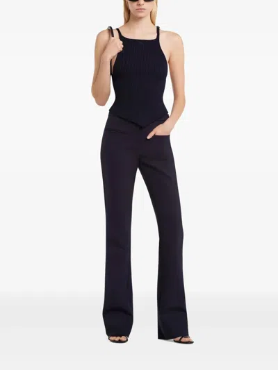 Courrèges Embellished Ribbed-knit Tank In Black