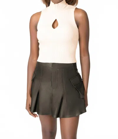 Area Stars Ribbed Keyhole Mock Neck Tank Top In White In White