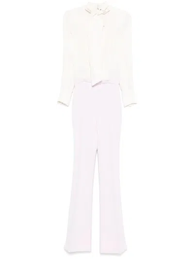 Elisabetta Franchi White Pink Chest Overall In Multi