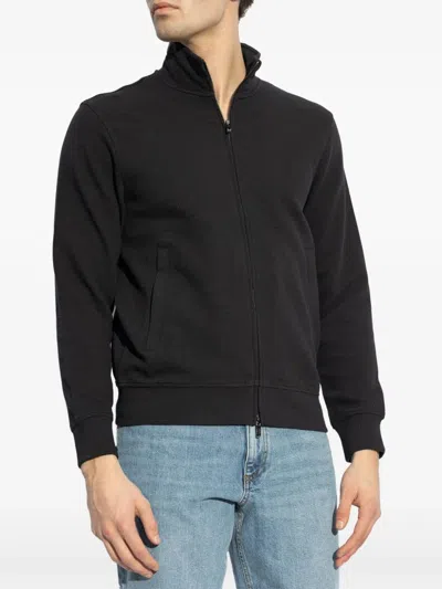 Emporio Armani Cotton Zipped Sweatshirt In Black