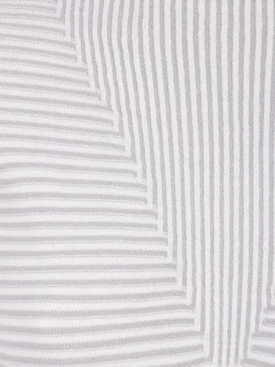 Emporio Armani Fitted Striped Long Sleeve Knit Top In White