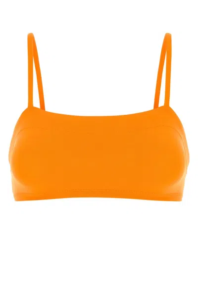 Eres Stretch Nylon Bandeau Bikini Top With Straps In Orange