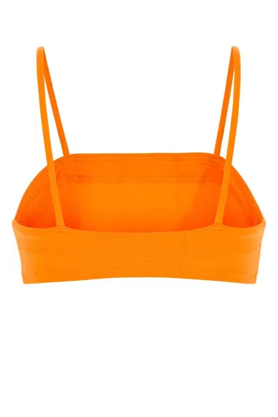 Eres Stretch Nylon Bandeau Bikini Top With Straps In Orange