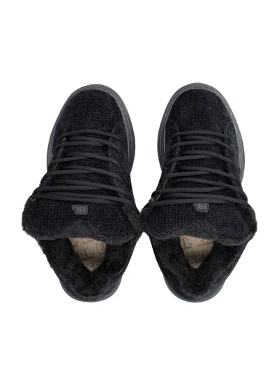 Erl Vamp Skate Black Low-top Sneaker With Front Logo In Velvet Man In Black
