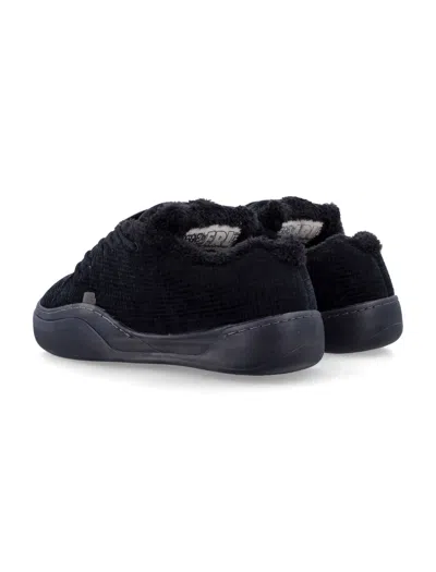 Erl Vamp Skate Black Low-top Sneaker With Front Logo In Velvet Man In Black