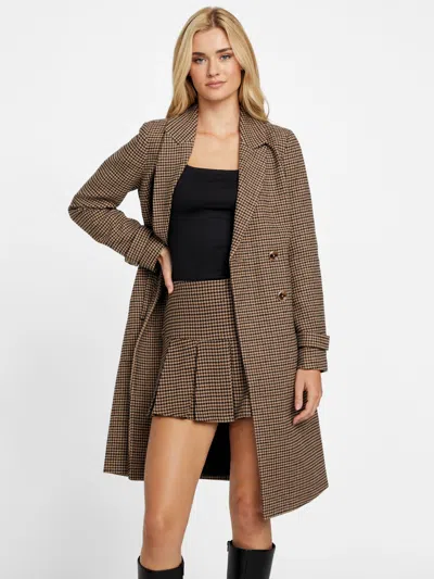 Guess Factory Ardo Houndstooth Trench Coat In Black