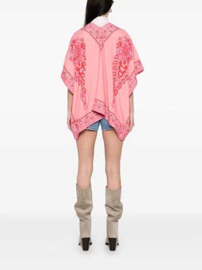 Etro Pink Amoeba Print Poncho In Multi