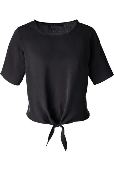 Devon & Jones Women's Perfect Fit Tie Front Blouse In Black