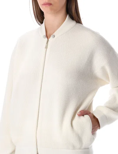 Fabiana Filippi Ivory Ribbed Knit Bomber In White