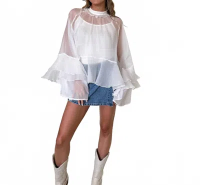 Fore Collection Love Letters Sheer Ruffle Top In White In White