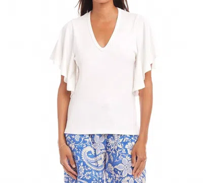 Karen Kane Flutter Sleeve V-neck Top In Off White In White