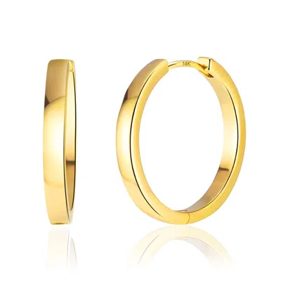 Maxcolor Solid 14k Yellow Gold Round 24mm Hoop Earrings In Gold