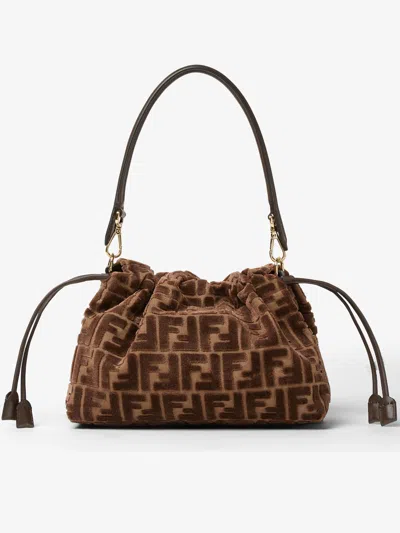Fendi Women Mamma Baguette Medium Ff Velvet Jacquard Crossbody Bag