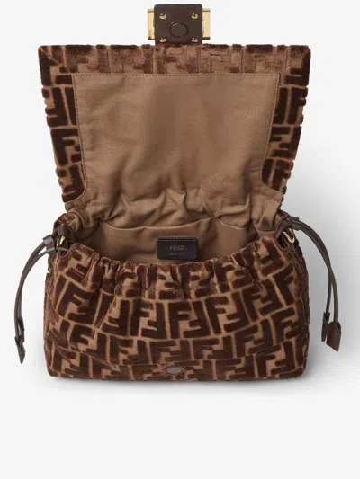 Fendi Women Mamma Baguette Medium Ff Velvet Jacquard Crossbody Bag