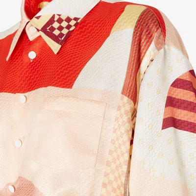 Fendi Patchwork Print Cropped Silk Shirt In Multi