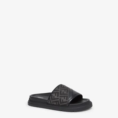 Fendi Men Slide Diagonal In Jacquard Ff In Animal Print