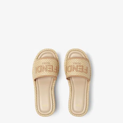 Fendi Slippers Sunshine In Rafia Donna In Brown
