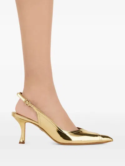 Ferragamo Slingback With Contrasting Inlays In Gold