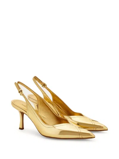 Ferragamo Slingback With Contrasting Inlays In Gold