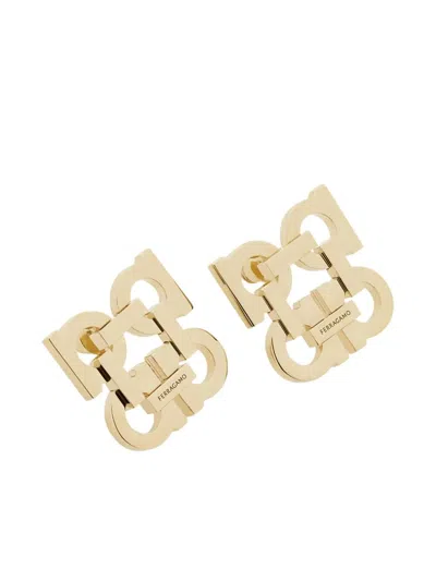 Ferragamo Four Gancini Clip On Earrings In Gold
