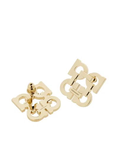 Ferragamo Four Gancini Clip On Earrings In Gold