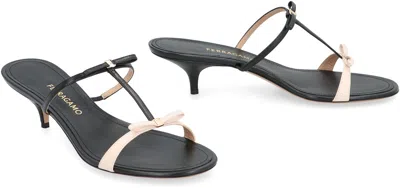 Ferragamo Kitten-heel Sandals With Bow T-strap In Black