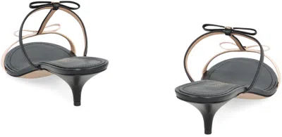 Ferragamo Kitten-heel Sandals With Bow T-strap In Black