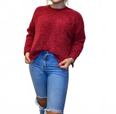 Wishlist Waiting For You Chenille Sweater In Wine In Red