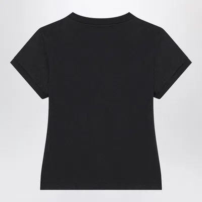 Ganni Washed Black T-shirt With Poodle Print In Animal Print
