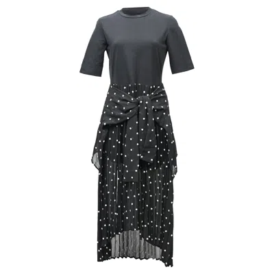 Maje Rivolo Embroidered Midi Dress In Black Cotton In Black