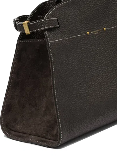 Gianni Chiarini Leather Shoulder Bag With Adjustable Strap And Top Handle In Brown