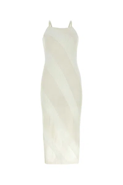 Gimaguas Two-tone Nylon Blend Fuzzy Dress In White